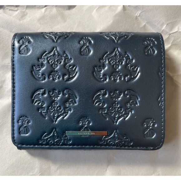 ANTEPRIMA Bifold‎ Compact Wallet Women’s Blue Leather Snap Closure Small Purse - Picture 1 of 14